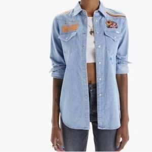 MOTHER Light Blue Embroidered Button Down Shirt